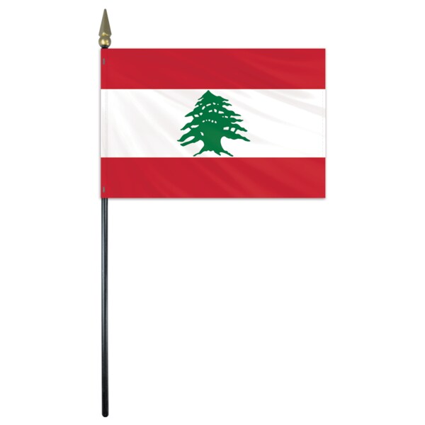 Global Flags Unlimited Lebanon Stick Flag 4"x6" E Gloss 202237